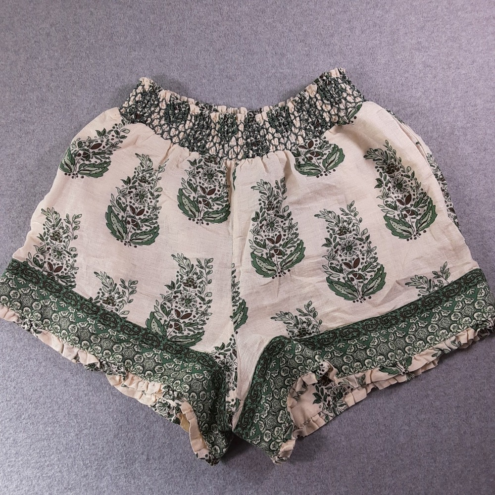 Tuckernuck Jade Terrace Clemence Smocked Linen Cotton Smocked Shorts Size Medium